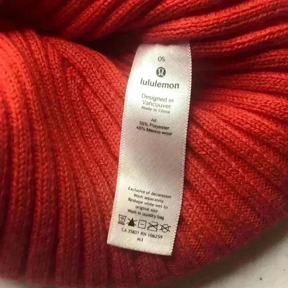 Lululemon Womens orange wool blend beanie cap knitted - Picture 3 of 3